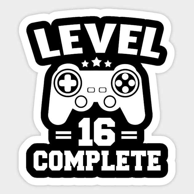 Level 16 Unlocked Tshirt 16th Video Gamer Birthday Boy Gifts Sticker by Suedm Sidi